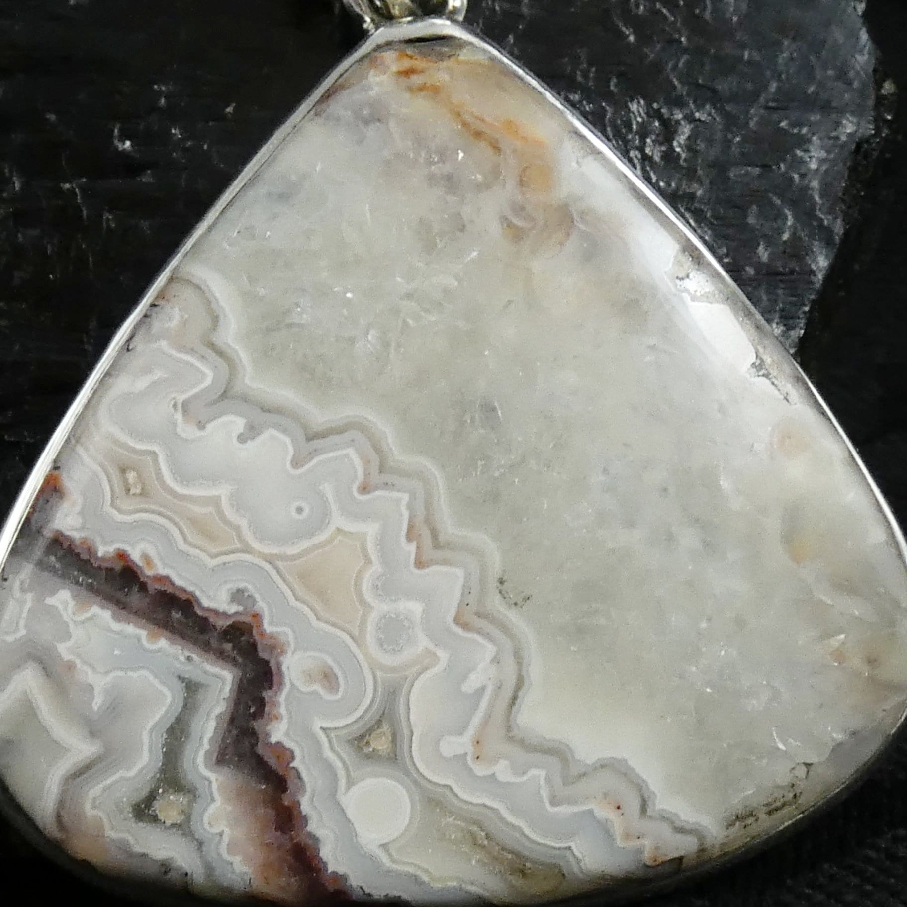 Natural Crazy Lace Agate Pendant Necklace - Handmade Silver Jewelry for Women - Perfect for Boho Style, Spiritual Healing & Gift Giving