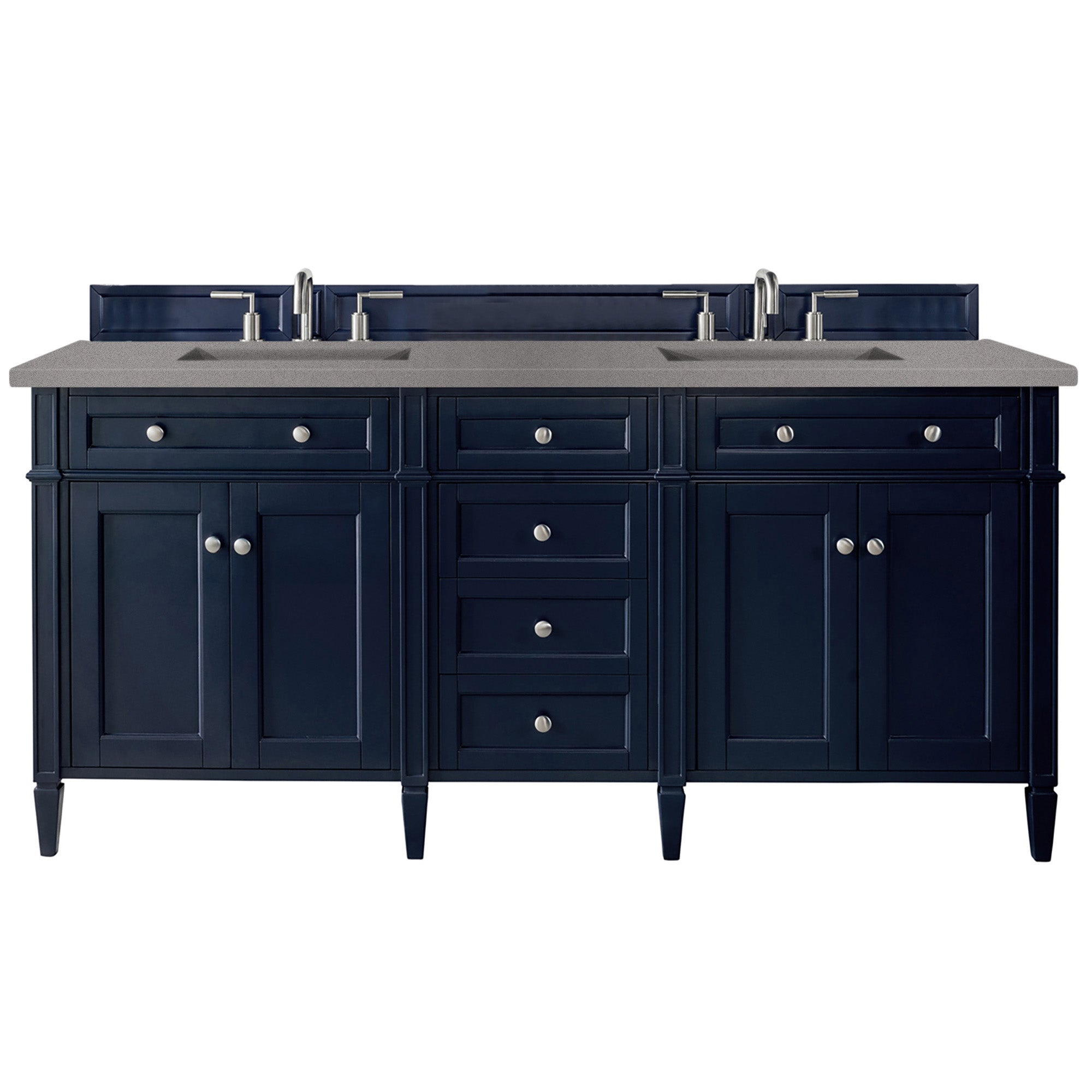 Brittany 72-Inch Victory Blue Double Vanity with 3CM Grey Expo Quartz Countertop - Perfect for Modern Bathroom Renovation & Luxury Master Suite Design