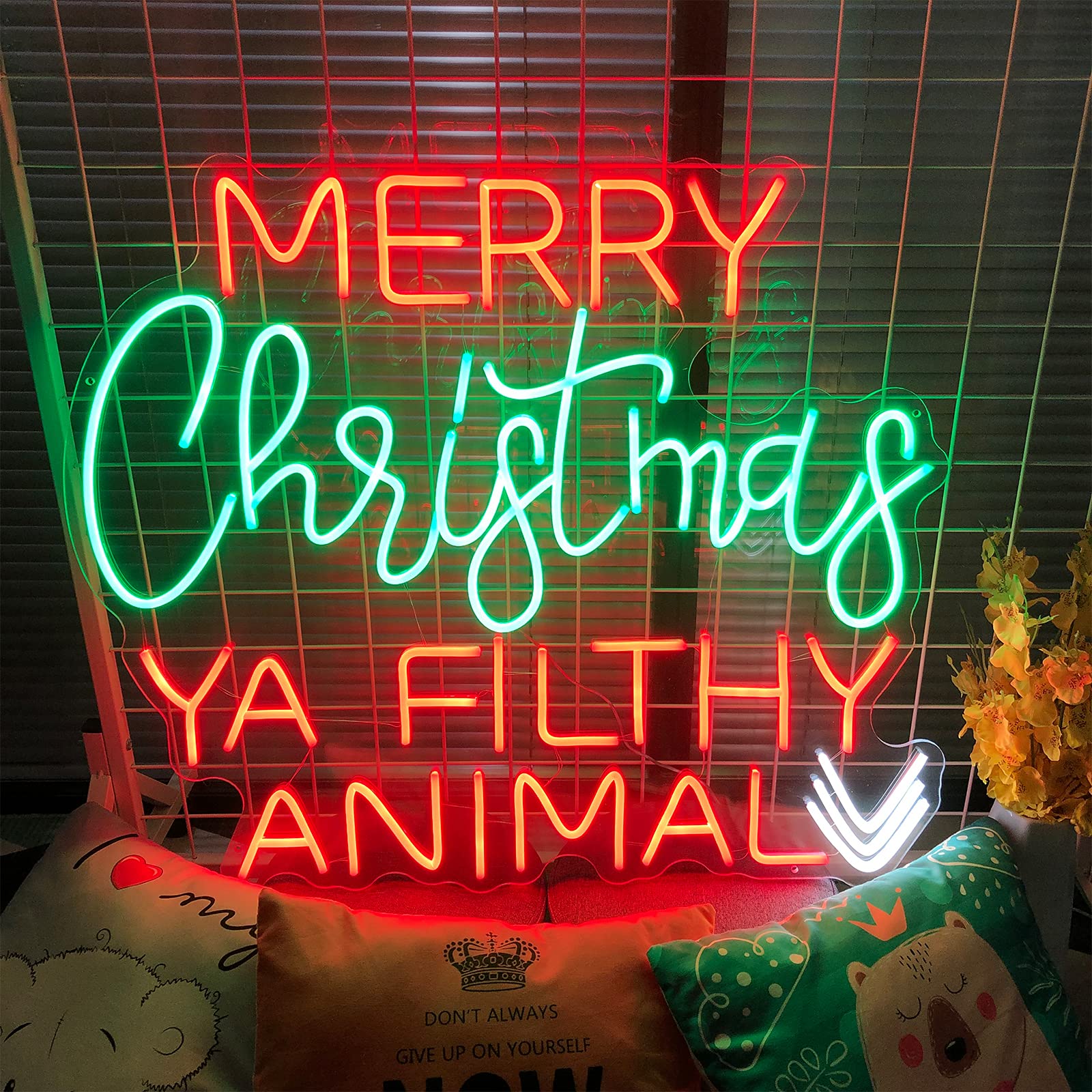 Custom Christmas Neon Signs - Adjustable Brightness LED Wall Decor for Bedroom, Bar, Party & Wedding | 19.6×16.5 Inch Acrylic Flex Light Sign in Red/Green (Perfect for Holiday Home Decor & Gift Giving)