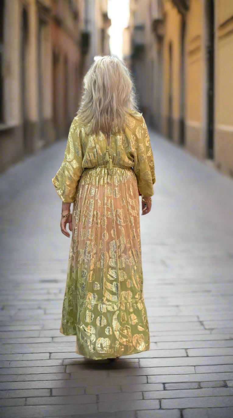 Cassey Maxi Dress in Gold - Elegant Long Flowy Dress for Women, Perfect for Parties, Weddings & Summer Outfits