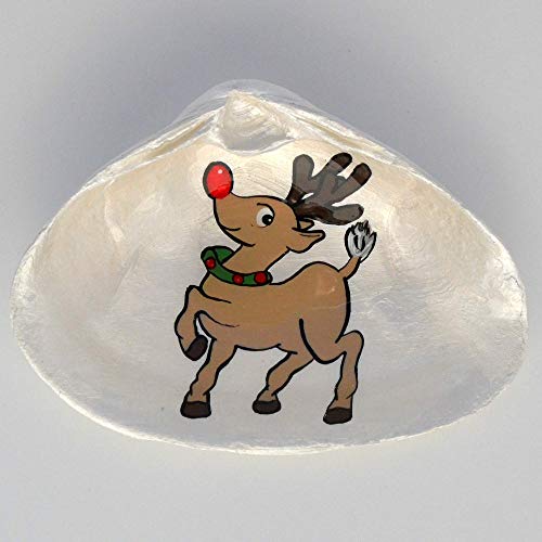 Reindeer Shell Dish - Ceramic Soap Dish, Spoon Rest, Jewelry Holder, Catchall Bowl - Christmas Home Decor for Bathroom, Kitchen, Bedroom & Office - Perfect for Holiday Gifts, Party Favors and Festive Table Settings