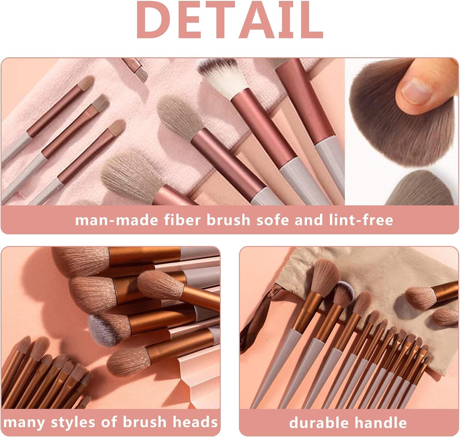 Huda Professional 13-Piece Makeup Brush Set - Soft Fluffy Foundation, Powder, Eyeshadow & Eyebrow Brushes - Synthetic Kabuki Cosmetic Brush Kit with Travel Pouch | Perfect for Professional Makeup Artists & Home Beauty Routines