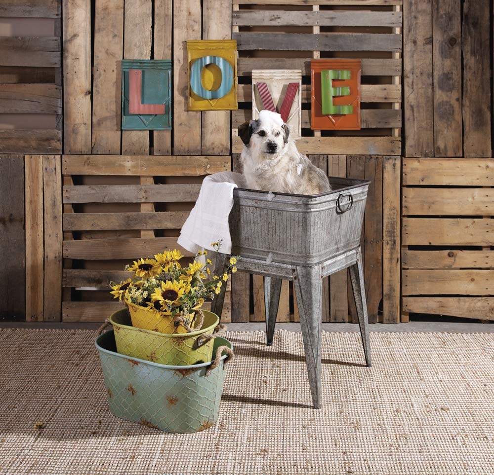 IMAX 65345 Perryman Galvanized Beverage Tub with Stand - Lightweight Iron Drink Cooler for Parties, Camping & Outdoor Use | Perfect for Pet Bathing, Firewood Storage, Vegetable Display & Wine Chilling