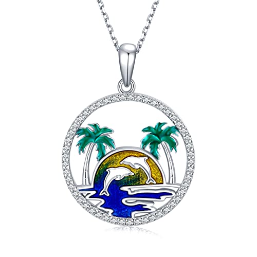 Dolphin Palm Tree Necklace