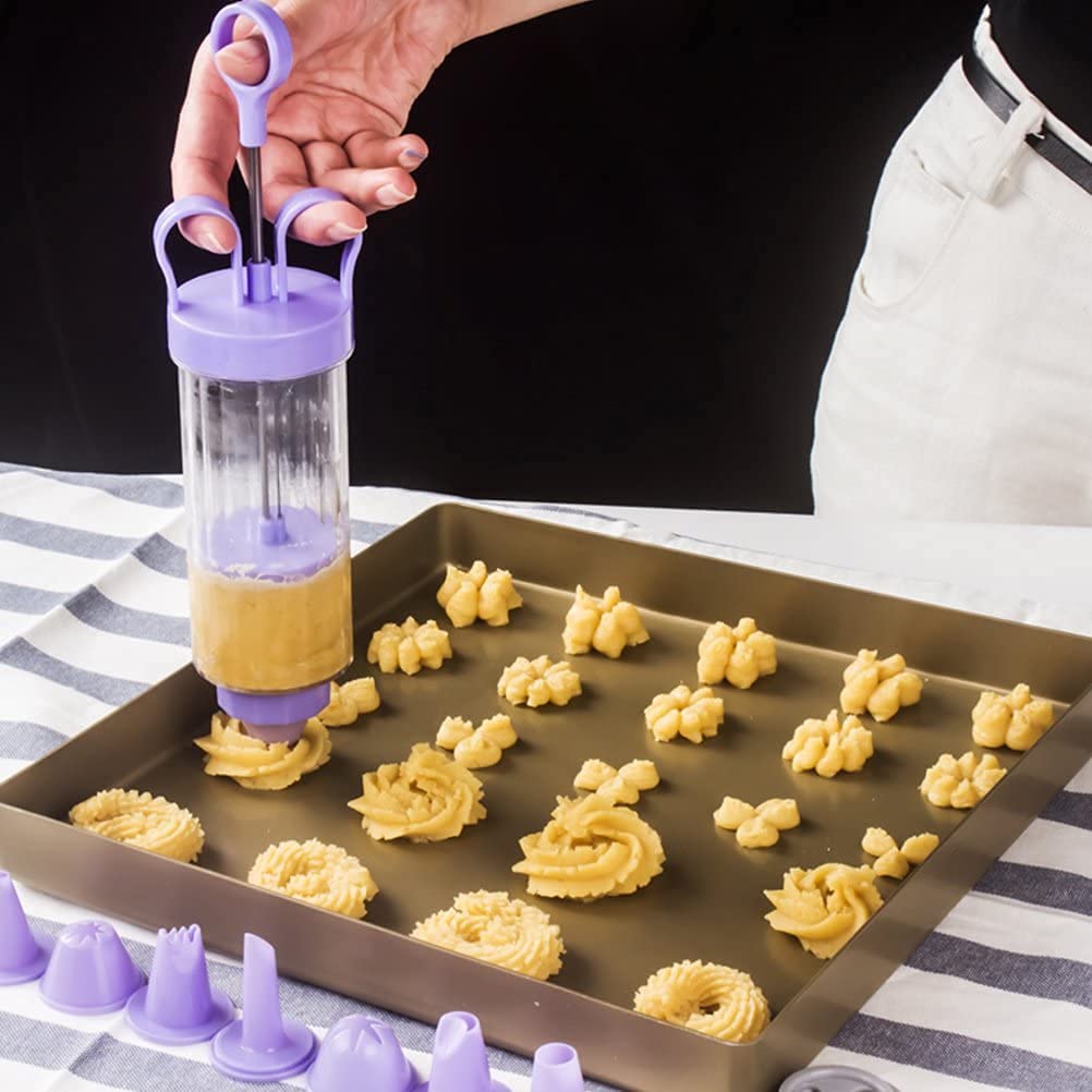 Cookie Gun Discs & Press - Classic Biscuit Maker Set with 10 Flower Discs & 8 Decorating Tips for DIY Baking | Perfect for Cake, Cookie & Pastry Decoration at Home