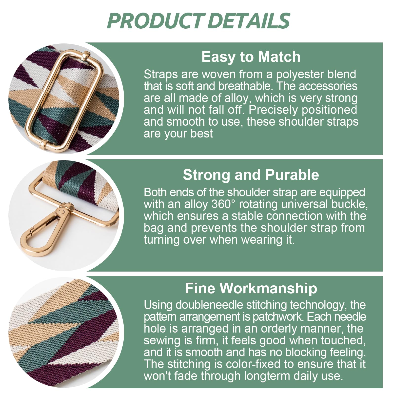 4Pcs Adjustable Crossbody Purse Straps - Wide Shoulder Strap Replacement for Handbags & Bags | Perfect for Daily Use, Shopping & Travel Accessories