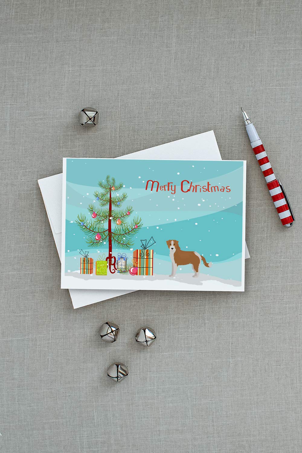 Kromfohrlander Christmas Tree Blank Greeting Cards - Pack of 8 A7 Size 5x7 Note Cards with Envelopes | Whimsical Holiday Cards for Christmas Wishes, Party Invitations & Festive Correspondence