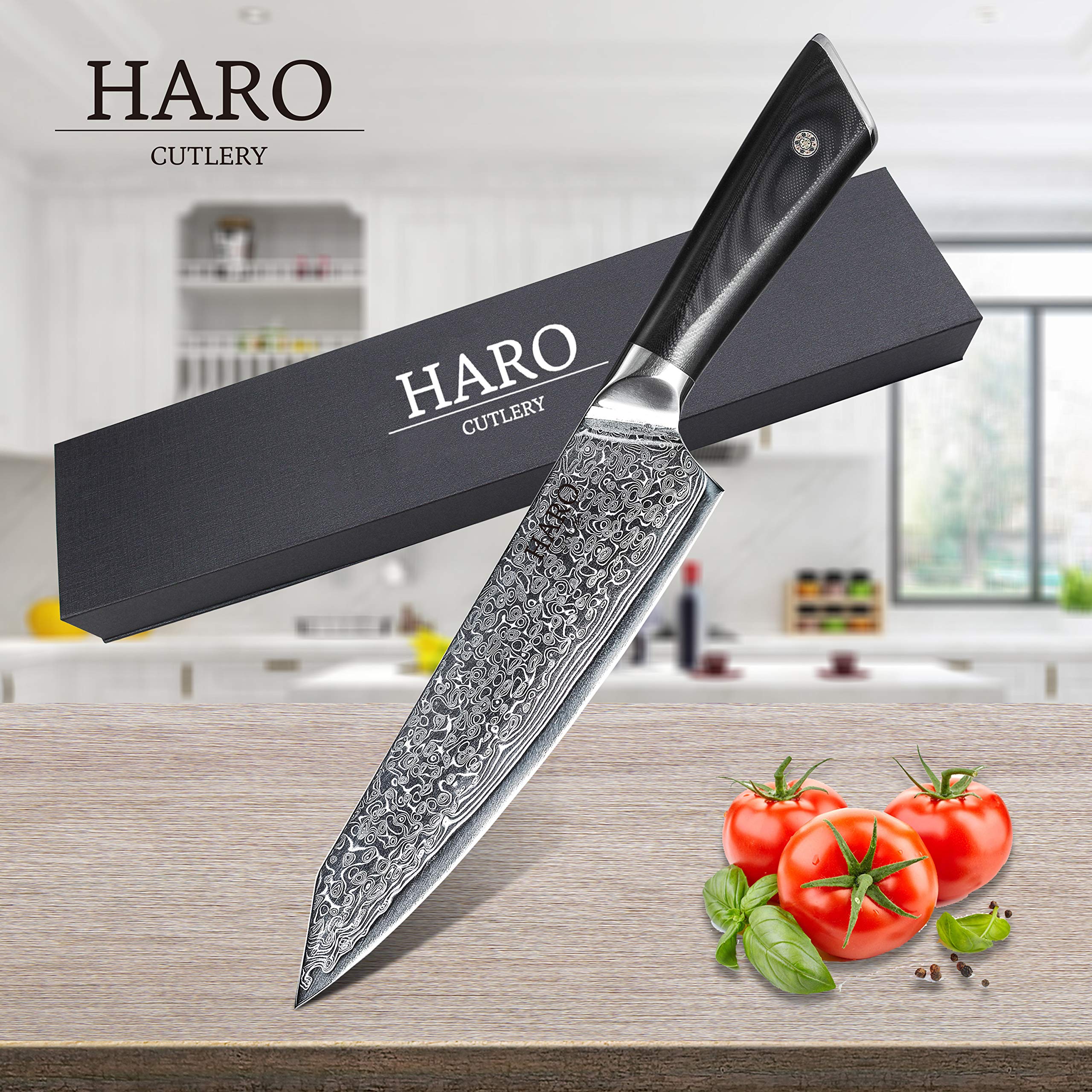 Professional Damascus Chef Knife Set - VG10 Kitchen Knives for Cooking & Slicing