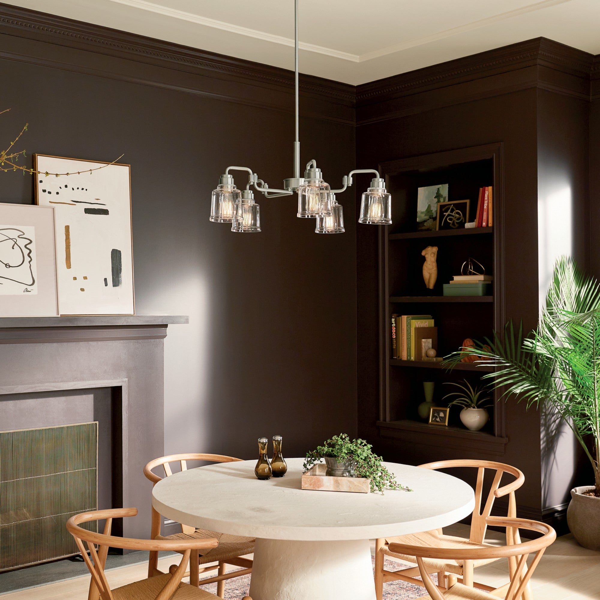 Aivian 30-Inch 5-Light Modern Chandelier with Nickel Finish - Perfect for Dining Room, Bedroom, or Living Room Lighting