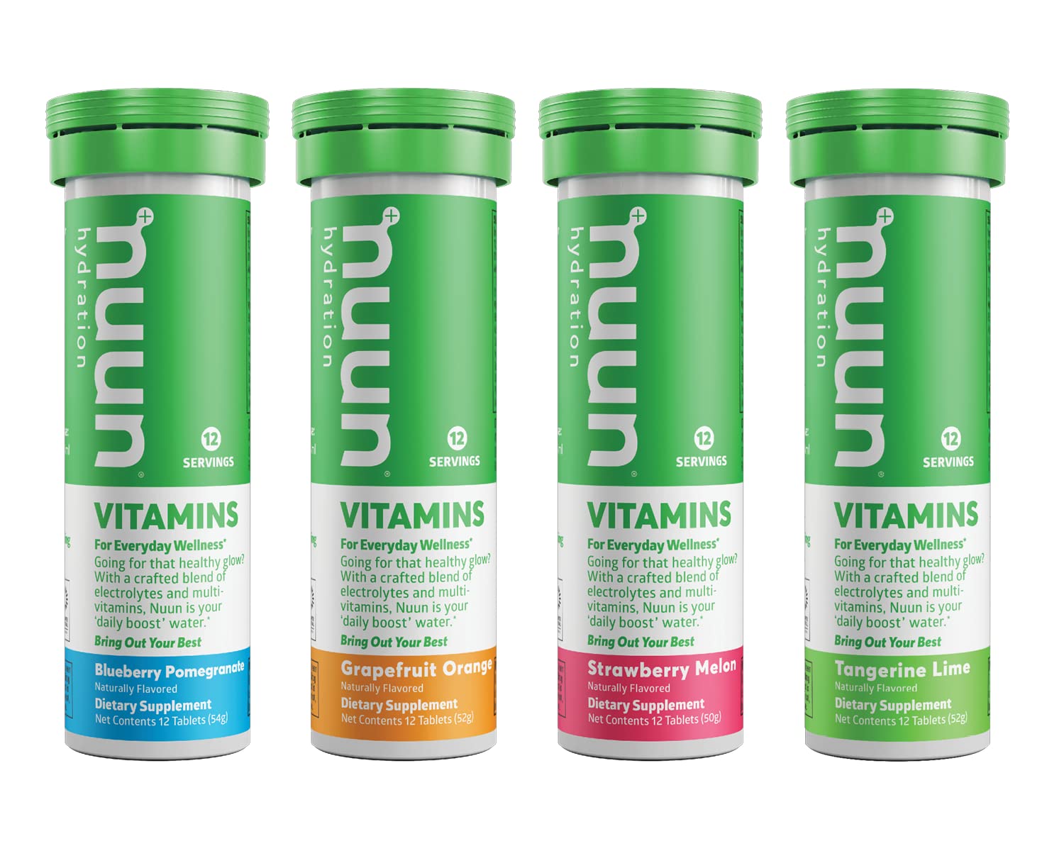 Nuun Vitamins + Electrolyte Hydration Tablets - Mixed Fruit Flavor, 4 Tubes (48 Servings) | Immune Support & Energy Boost for Active Lifestyles, Workouts & Outdoor Adventures