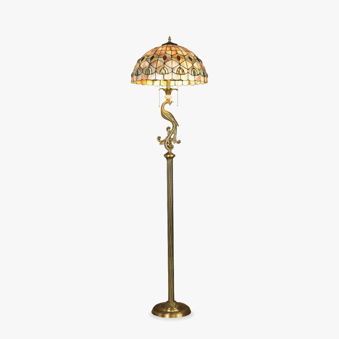 Vintage Phoenix Tiffany Floor Lamp with Stained Glass Shade - Perfect for Living Room, Bedroom, or Office Decor