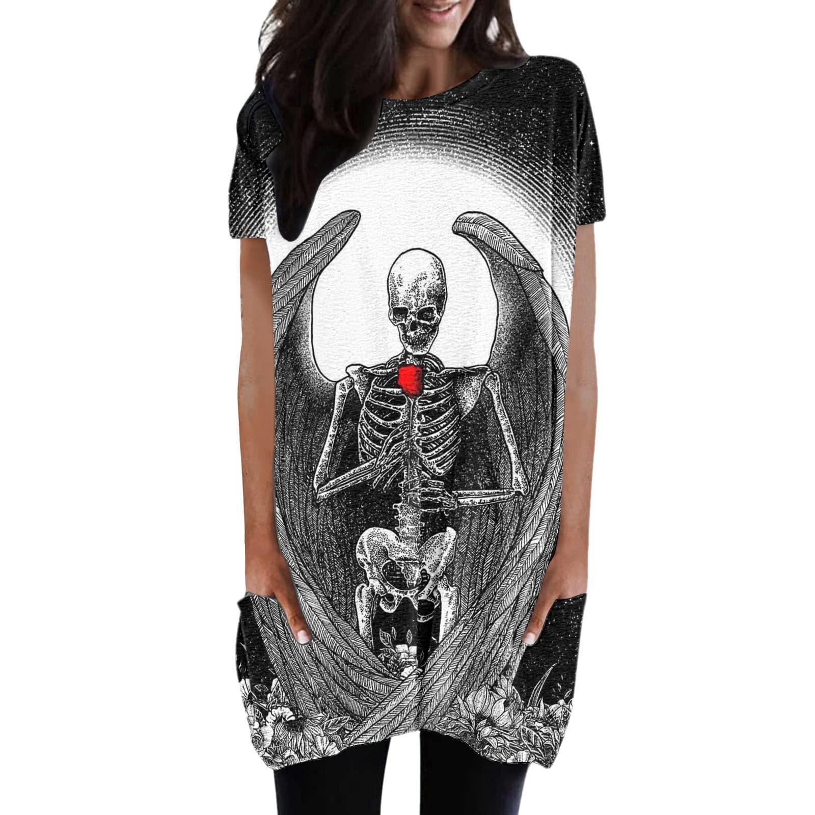 Women's Casual Loose Tunic Blouse - Short Sleeve Crewneck Pullover Top for Fall | Trendy Fashion Tops 2023 | Perfect for Office Wear, Weekend Outings & Layering