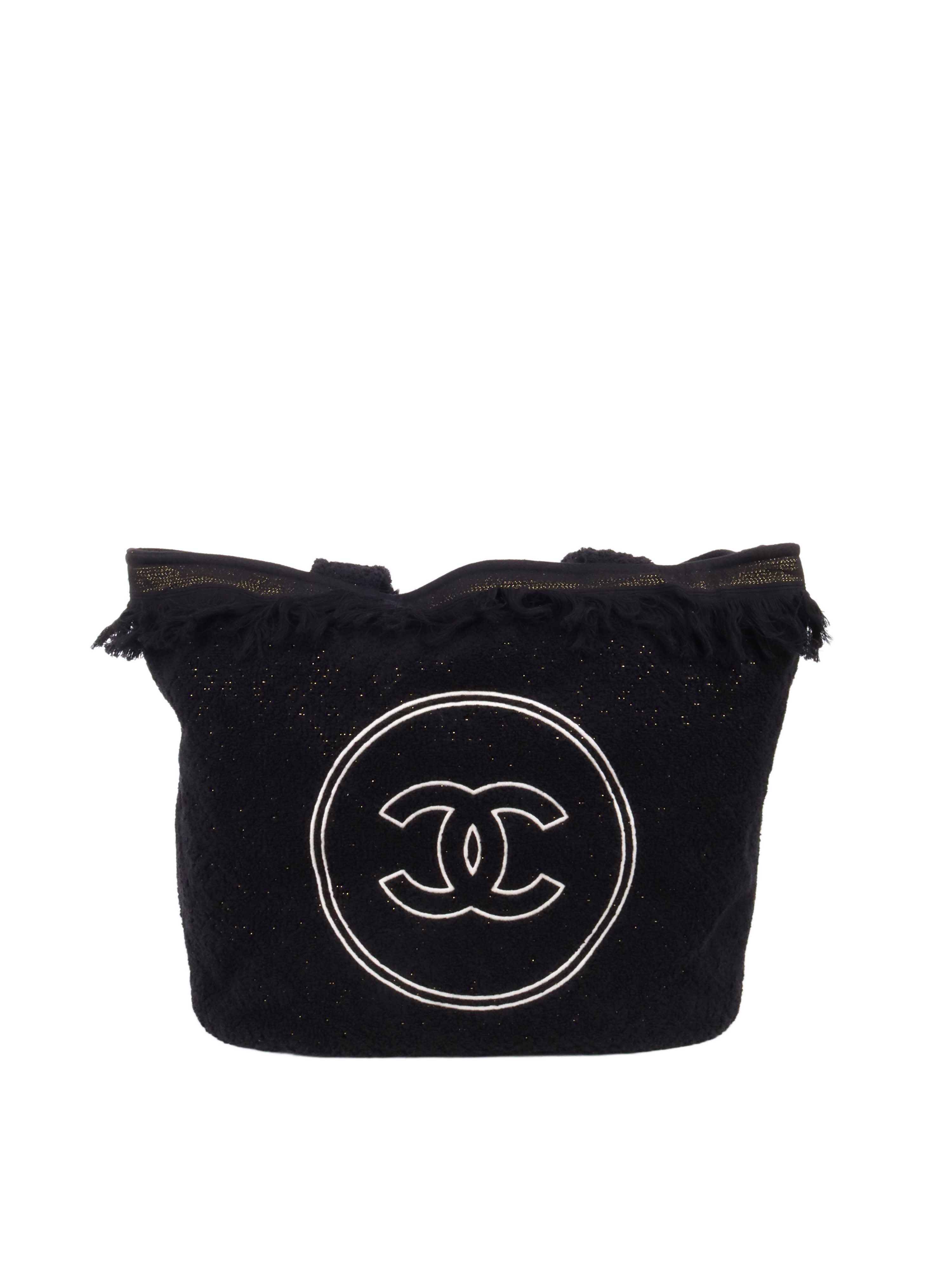 Chanel Terry Cotton CC Logo Beach Tote Bag & Towel Set - Luxury Poolside Accessories for Summer Vacations & Beach Outings
