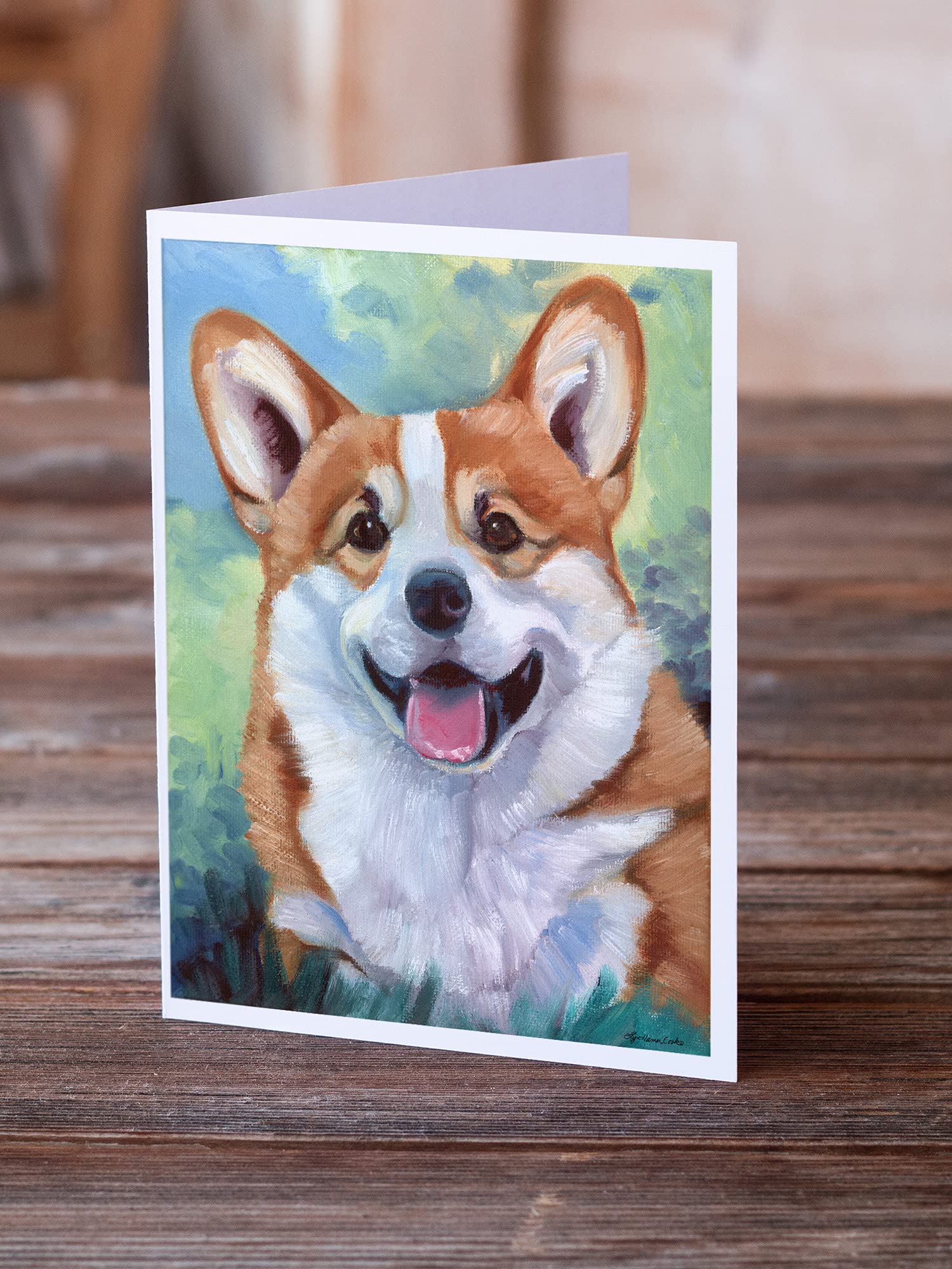 Pembroke Corgi Happy Face Blank Greeting Cards - Pack of 8 A7 Size (5x7) Note Cards with Envelopes | Whimsical Dog Lover Stationery for Birthdays, Thank You Notes & Special Occasions