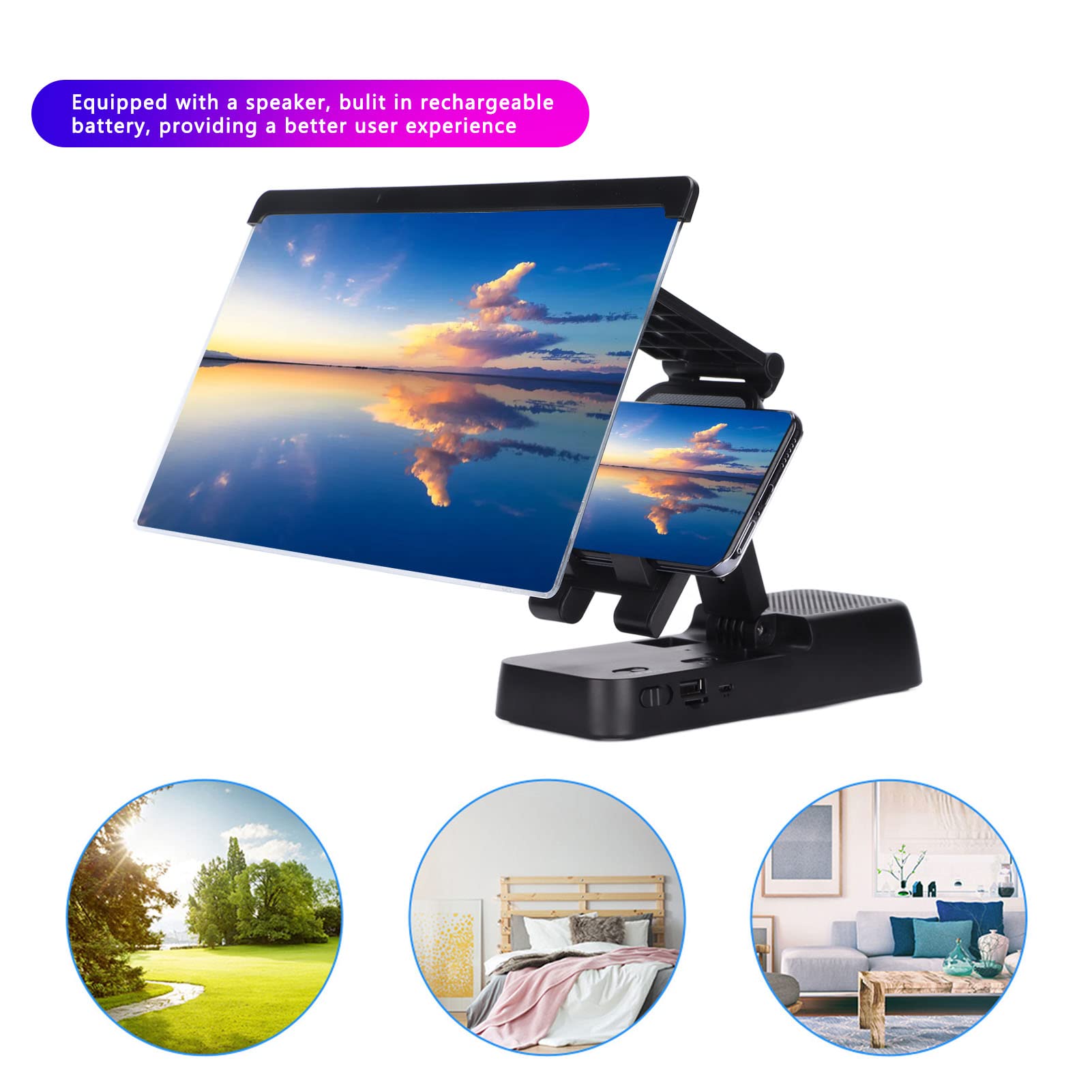 3D Screen Magnifier for Smartphones - Foldable Mobile Phone Projector with Bluetooth Speaker | HD Movie, Video & Gaming Amplifier | Perfect for Home Theater & Entertainment