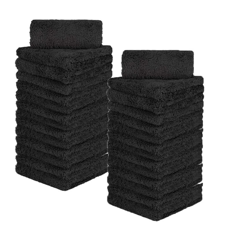 24 Pcs Ultra Soft Coral Fleece Microfiber Towels - 16x16 Inches, 450GSM, Quick Dry, Edgeless Design for Gym, Spa, Travel & Home Use