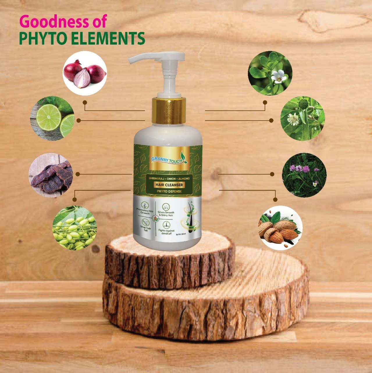 GRANNY TOUCH Onion Shampoo for Hair Growth & Hair Loss Prevention - Red Onion Seed Oil, Amla & Bhringraj Extract (200ml) | Strengthens Hair, Reduces Breakage | Perfect for Daily Use & Damaged Hair Care