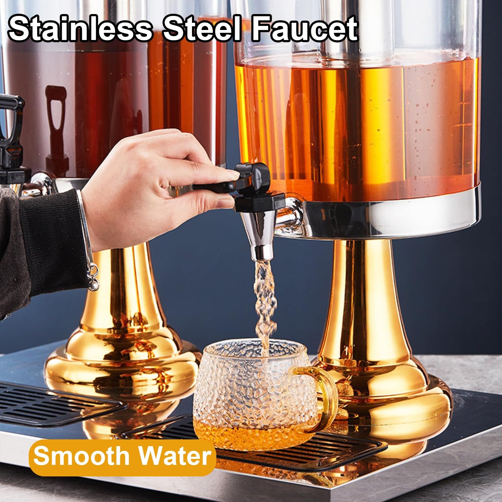 Stainless Steel Water Dispenser 8L/16L/24L - ELIKBH Juice & Beverage Dispenser for Tea, Lemonade, Party Drinks (Silver, 24L Capacity) - Perfect for Home, Office & Outdoor Events