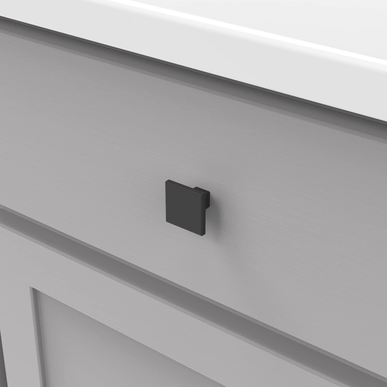 Hickory Hardware 10-Pack Matte Black Square Cabinet Knobs (1-3/16 Inch) - Premium Drawer & Dresser Handles for Kitchen Cabinets, Bathroom Vanities & Furniture - Perfect for Home Renovation & DIY Projects
