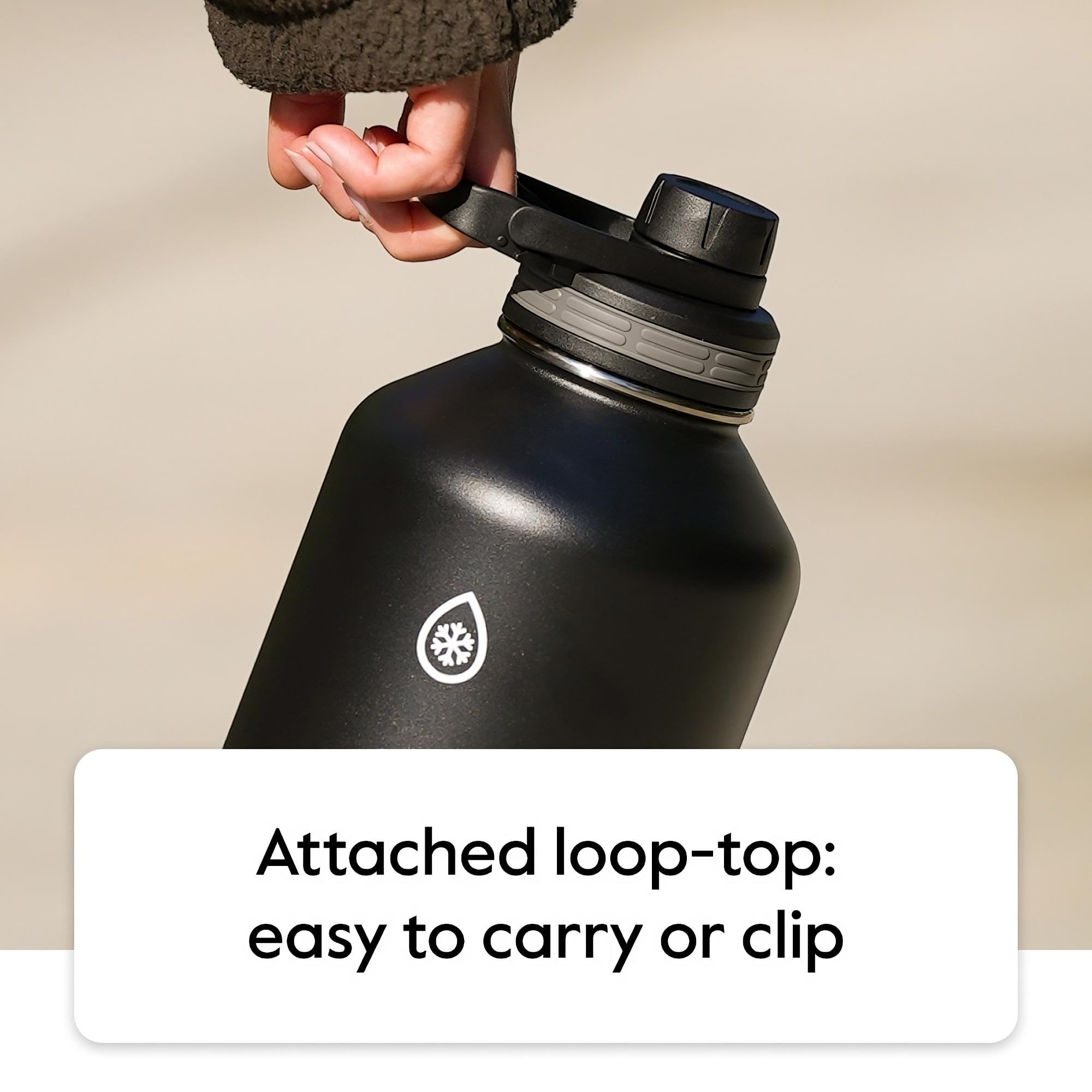 ThermoFlask 40oz Stainless Steel Insulated Water Bottle with Spout Lid - Double Wall Vacuum Insulation, BPA-Free, Leak Proof - 2 Pack (Midnight/Stone) - Perfect for Gym, Hiking, Travel & Outdoor Activities