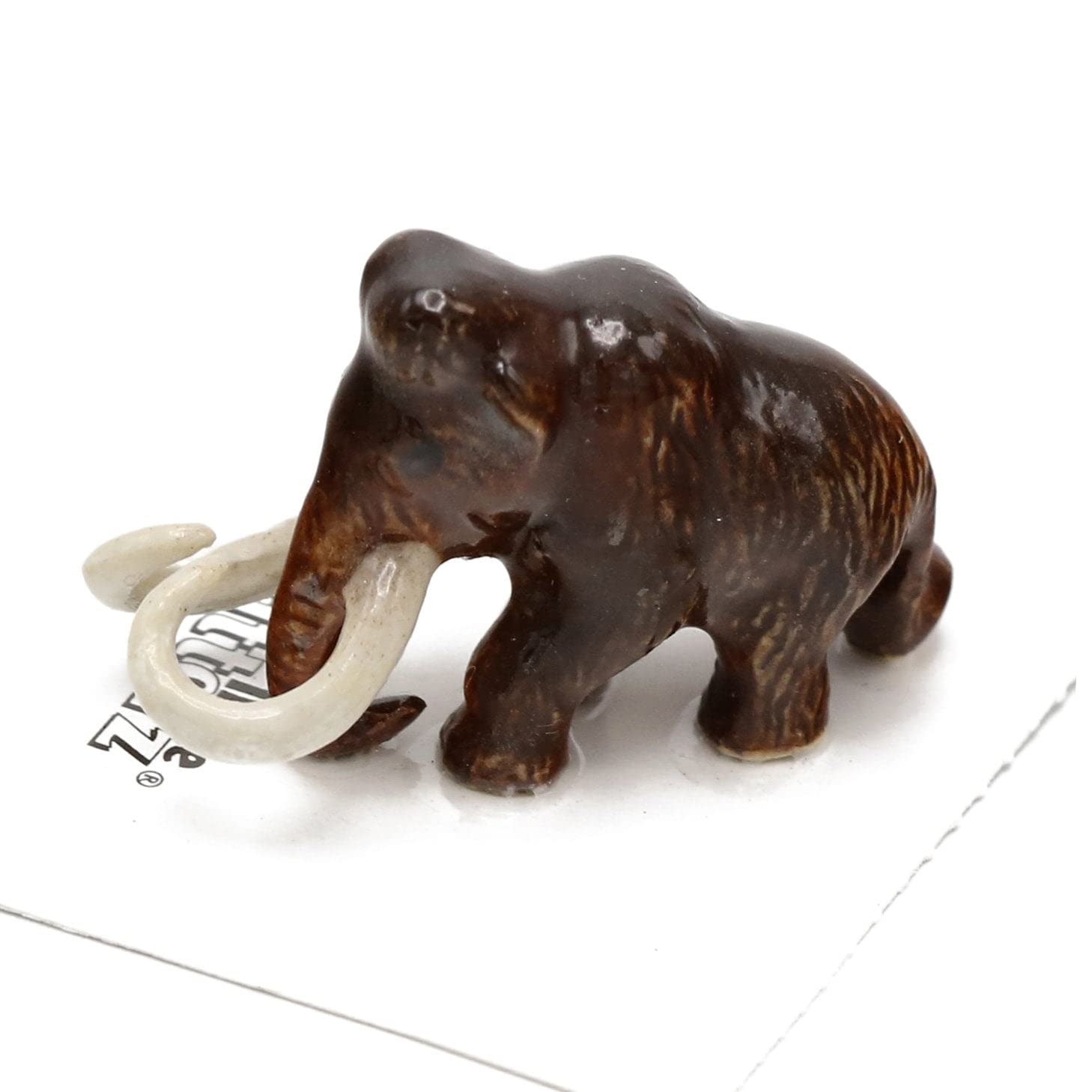 Brown Woolly Mammoth Lyuba Miniature Porcelain Figurine - Handcrafted Home Decor, Collectible Animal Statue for Shelf Display, Office Desk, or Gift
