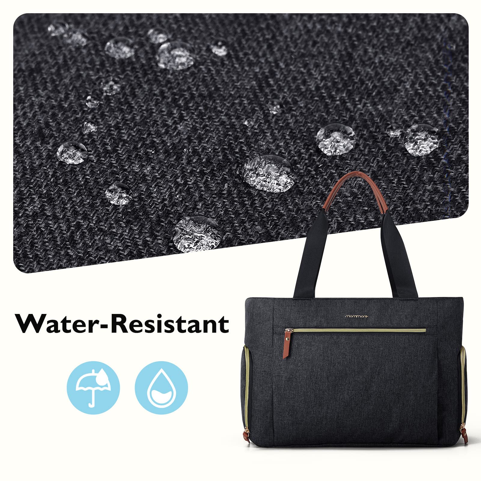 Mommore Breast Pump and Diaper Tote Bag with 15 Inch Laptop Sleeve - Compatible with Medela, Spectra S1/S2, Evenflo Pumps - Perfect for Nursing Moms, Work Commutes & Travel