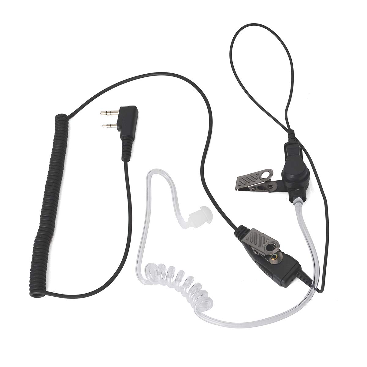 HYS 5-Pack In-Ear Acoustic Tube Radio Earpiece with Inline PTT Microphone - Compatible with Baofeng UV-5R, UV-82, BF-F8HP, BF-888S & Kenwood Walkie Talkies - Ideal for Security, Construction & Outdoor Communication