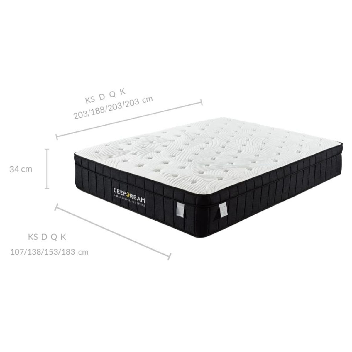 Charcoal Infused Super Firm Pocket Mattress King Single - Premium Support for Back Pain Relief & Pressure Relief - Perfect for Guest Rooms, Dorms & Small Spaces