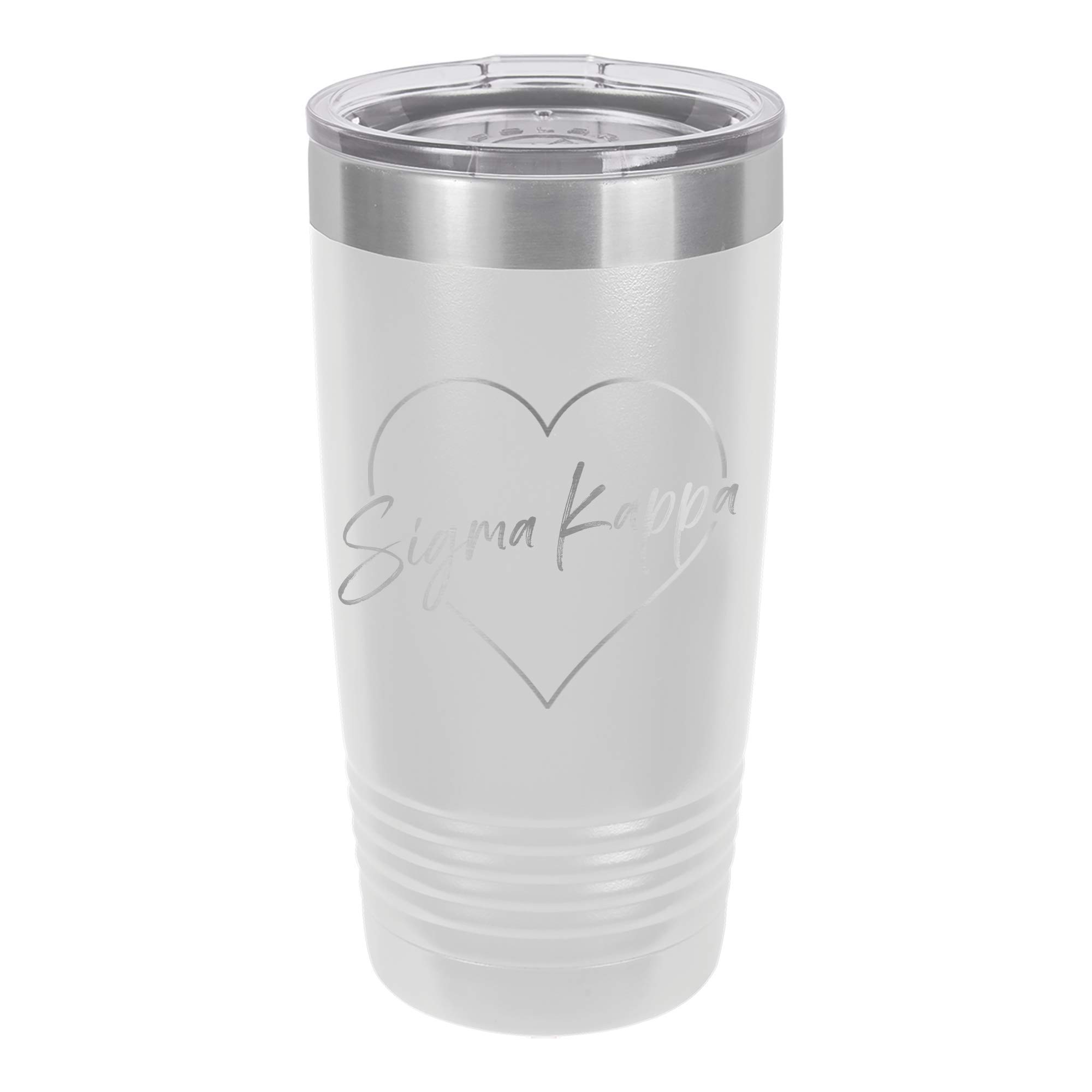 Sigma Kappa Heart 20oz Stainless Steel Polar Tumbler with Lid & Straw - Insulated Travel Mug for Hot & Cold Drinks - Perfect for Sorority Gifts, College Students, and Everyday Use