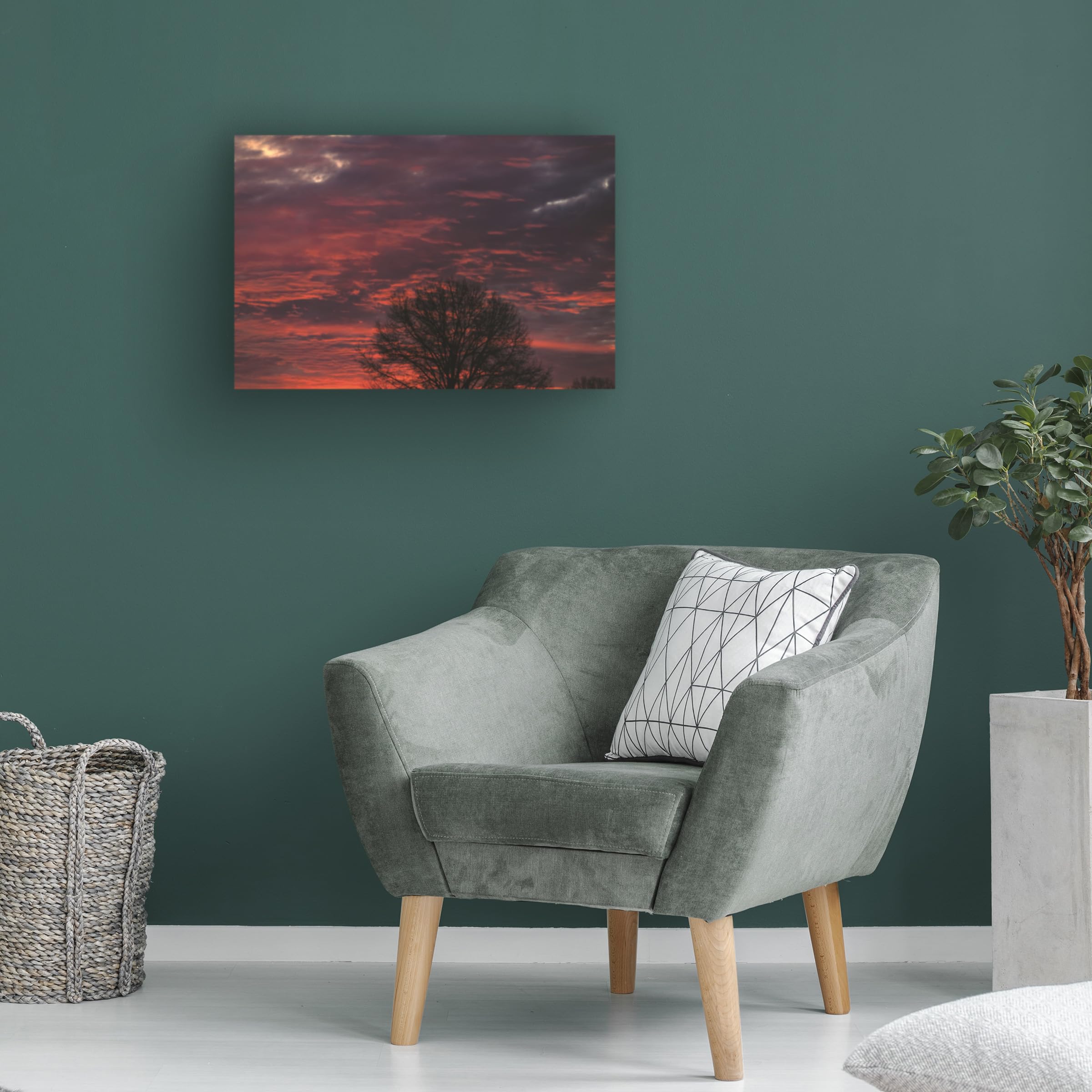Kurt Shaffer 'Incredible Red Sunrise' Photographic Canvas Wall Art - Stunning Landscape Photography for Living Room, Bedroom & Office Decor