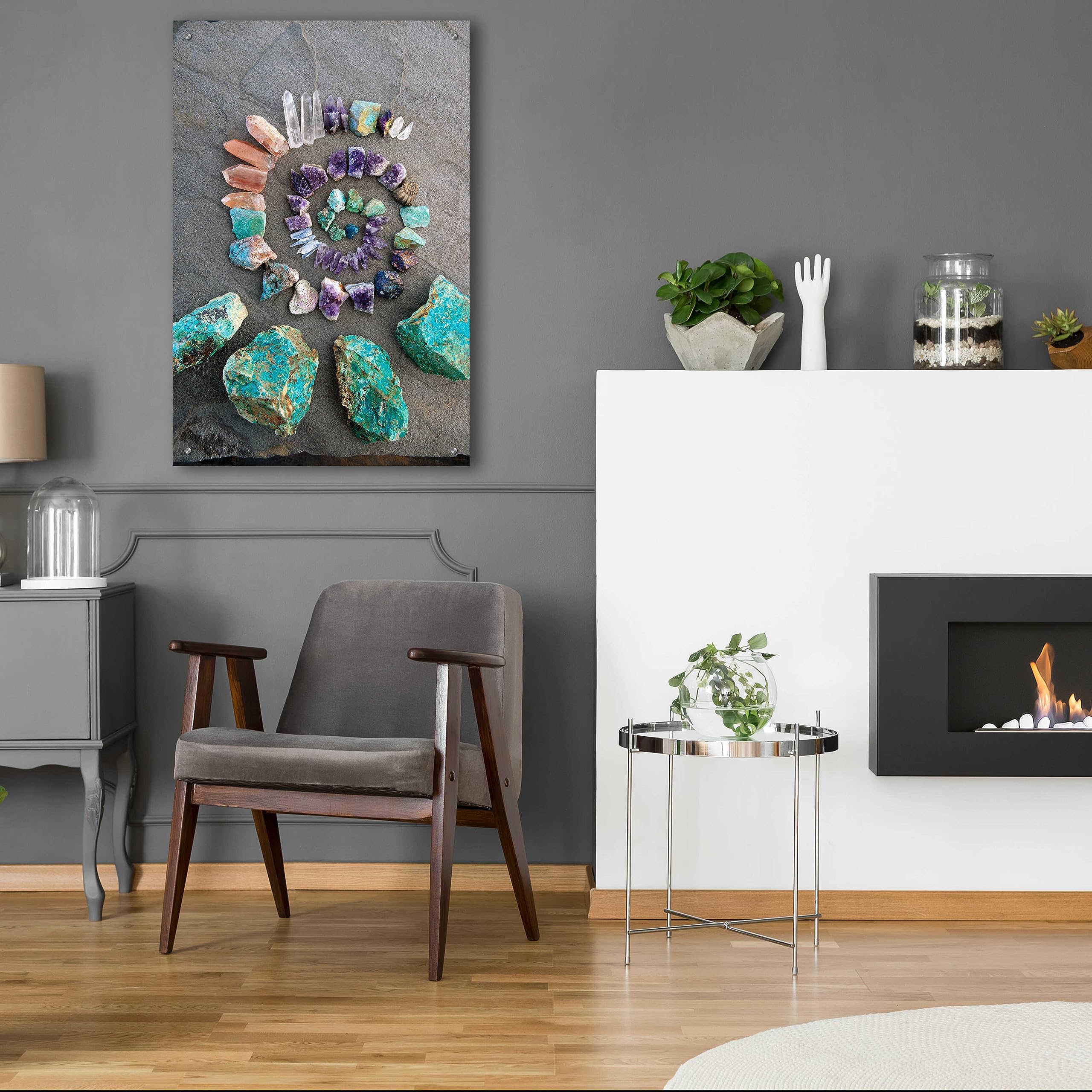 Epic 'Reiki Energy Crystal Spiral' Wall Art by Elena Ray - 24x36 Inch Acrylic Glass Spiritual Decor for Meditation Room, Yoga Studio & Healing Space