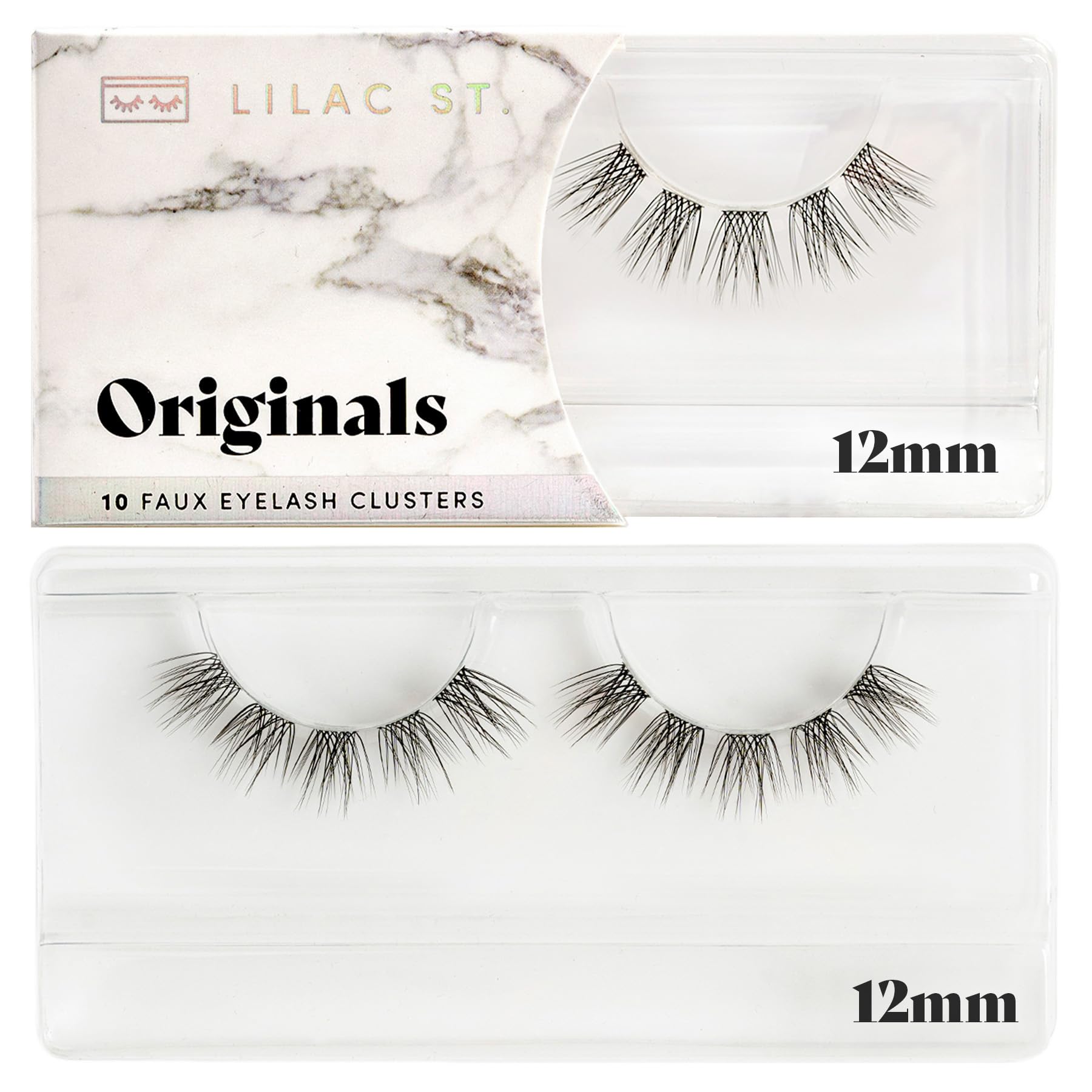 Lilac St - Natural Faux Eyelash Clusters 12mm - Soft DIY Lash Extensions for Everyday Wear - Lightweight, Reusable & Cruelty-Free - Perfect for Weddings, Parties & Special Occasions - Vegan & Women-Owned (10 Lashes)