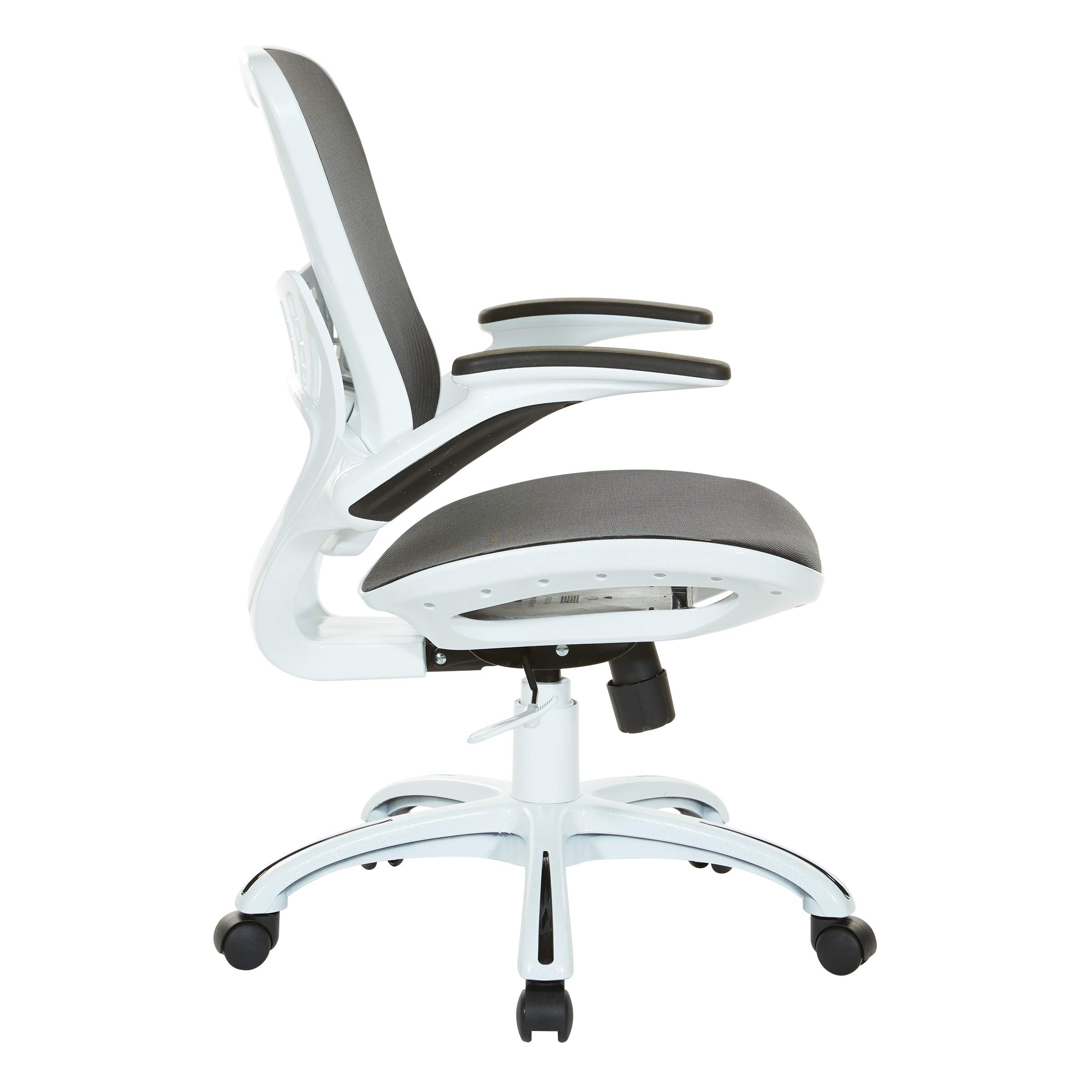 OSP Home Furnishings Riley Ergonomic Mesh Office Chair - Breathable Back & Seat, White Base with Black - Perfect for Home Office, Executive Desk & Workspace