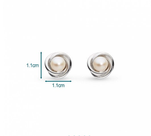 Bevel Trilogy Pearl Stud Earrings - Elegant 14K Gold Earrings for Women, Minimalist Pearl Jewelry Gift for Her | Perfect for Weddings, Date Nights & Special Occasions