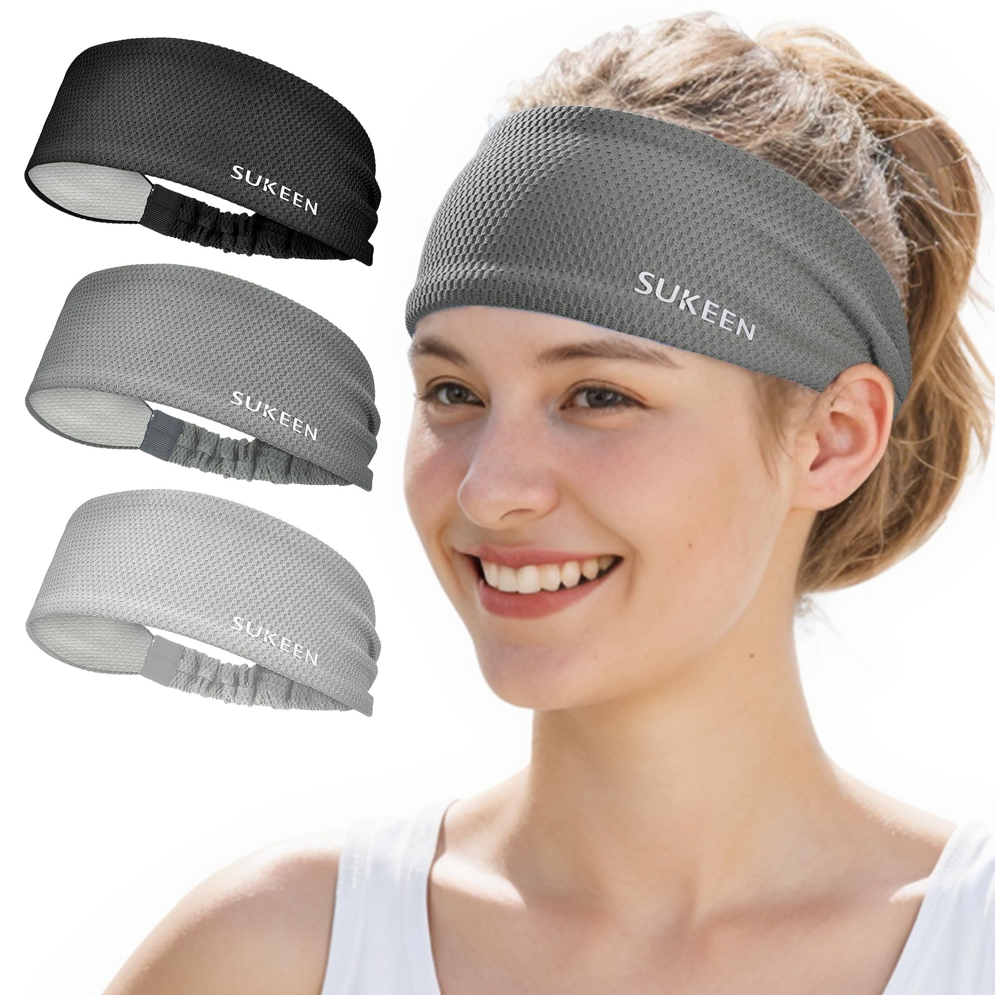 Sukeen Women's Workout Headbands - Moisture Wicking, Non-Slip, Cooling Sweatbands for Running, Yoga, Gym & Sports | Perfect for Active Lifestyles & Sweat Protection