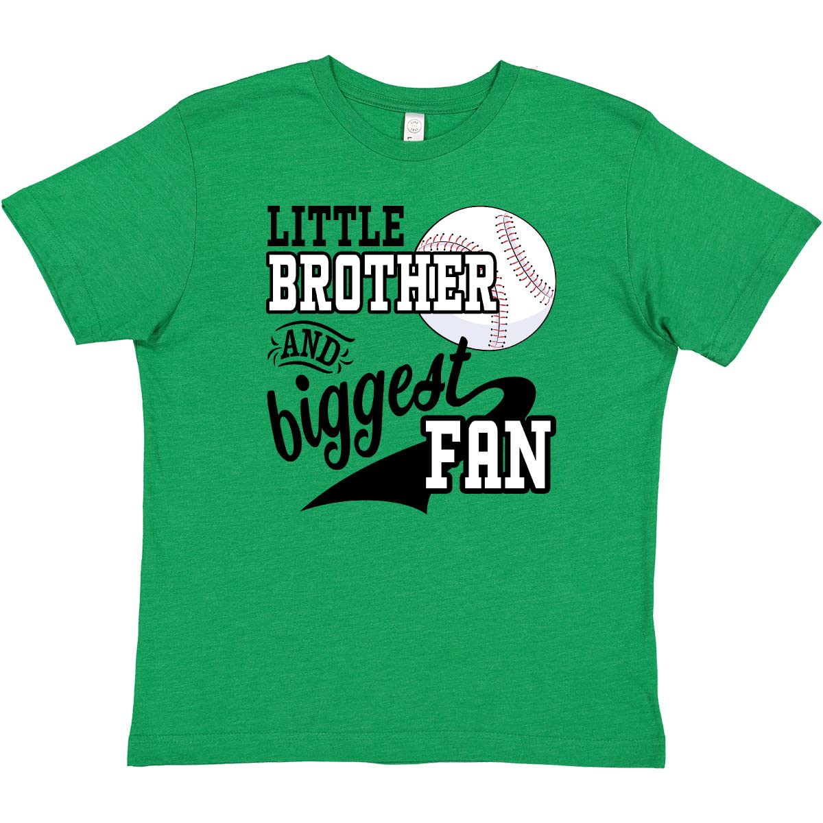 Inktastic Little Brother & Biggest Fan Baseball Family Fan Youth T-Shirt - Cute Baseball Sibling Shirts for Kids, Boys & Girls - Perfect for Little League Games, Family Outings & Baseball Fan Gifts