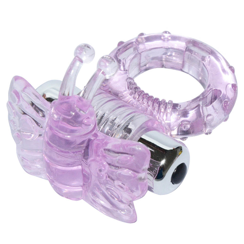 Butterfly Vibrating Jelly Cock Ring - Waterproof & Rechargeable Pleasure Ring for Couples - Enhance Intimacy & Sensation in Bedroom or Romantic Nights