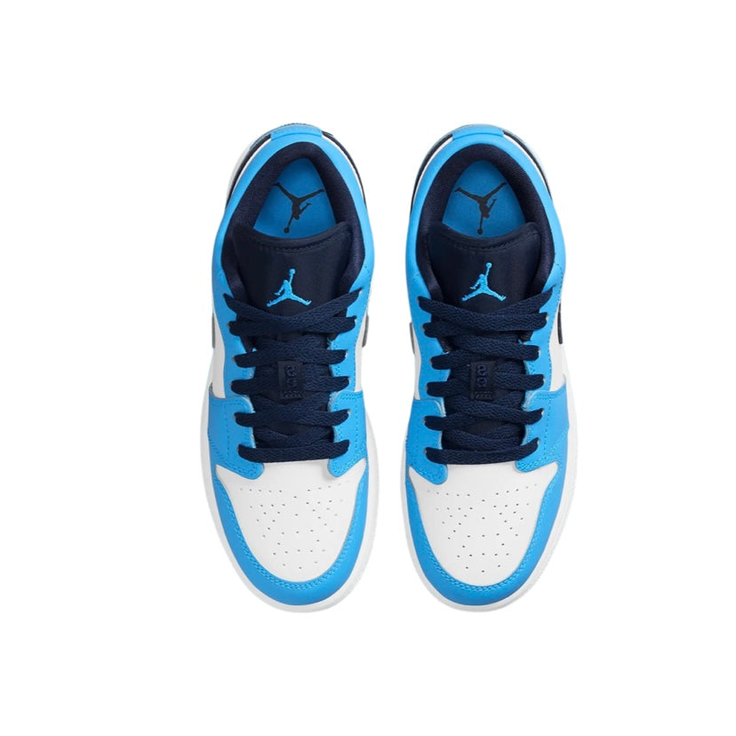Air Jordan 1 Low GS UNC University Blue White Sneakers 2021 - Kids Basketball Shoes for School, Sports & Casual Wear