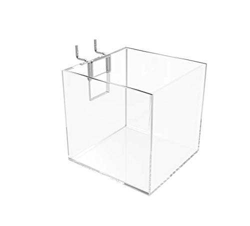 FixtureDisplays® 2-Pack Clear Acrylic Slatwall Candy Bin - Plexiglass Organizer for Pens, Pencils, Rulers & Office Supplies - Perfect for Retail Stores, Classrooms & Home Organization (100800-2PK)