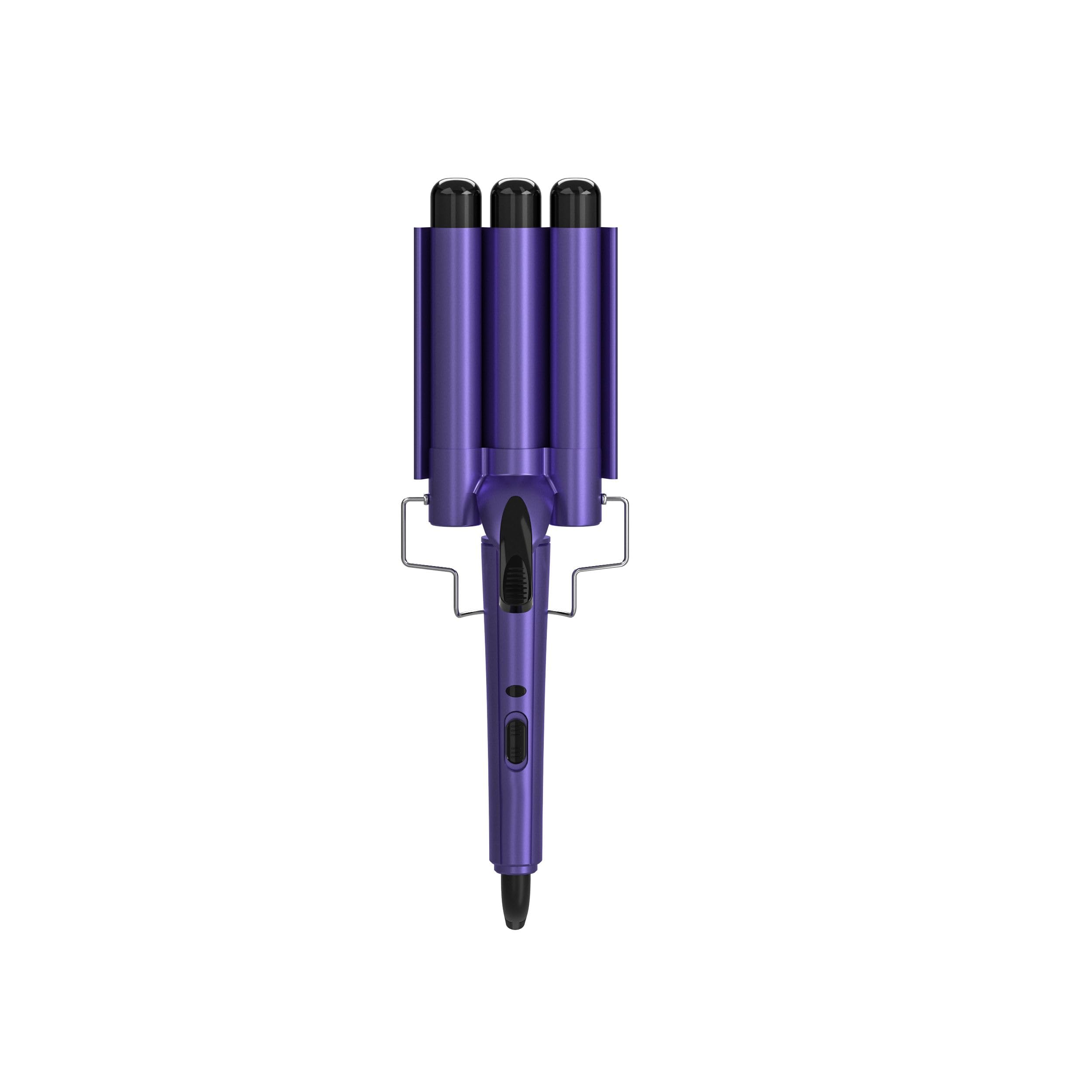 Cortex Beauty 3-Barrel Waver Hair Curler - Purple Professional Hair Styling Iron for Beach Waves & Loose Curls | Perfect for Daily Styling, Parties & Special Occasions