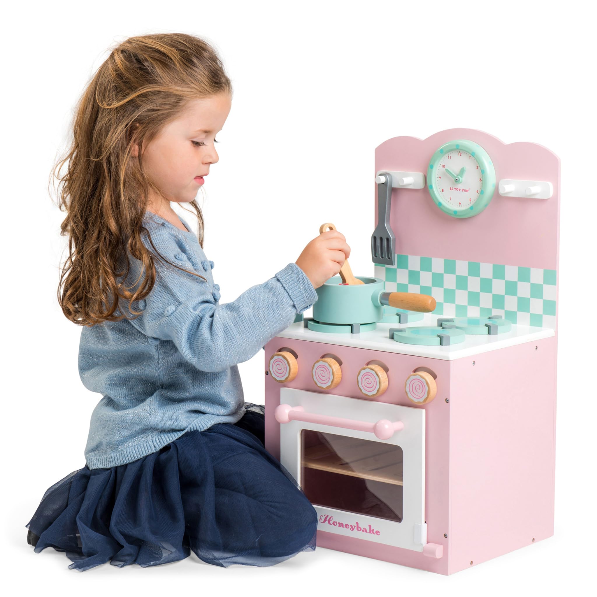 Le Toy Van - Colorful Wooden Honeybake Oven & Hob Pink Set | Wooden Pretend Play Kitchen Toy for Kids | Role Play Cooking Set for Boys & Girls | Perfect for Imaginative Play & Early Learning