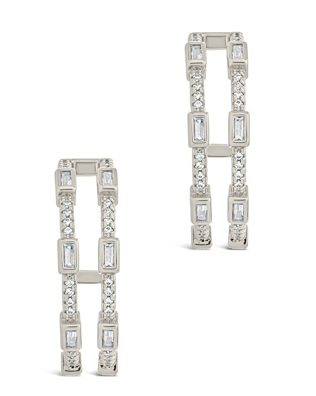 Neah CZ Station Hoop Earrings - Sparkling Cubic Zirconia Stud Earrings for Women, Perfect for Parties, Weddings & Everyday Wear