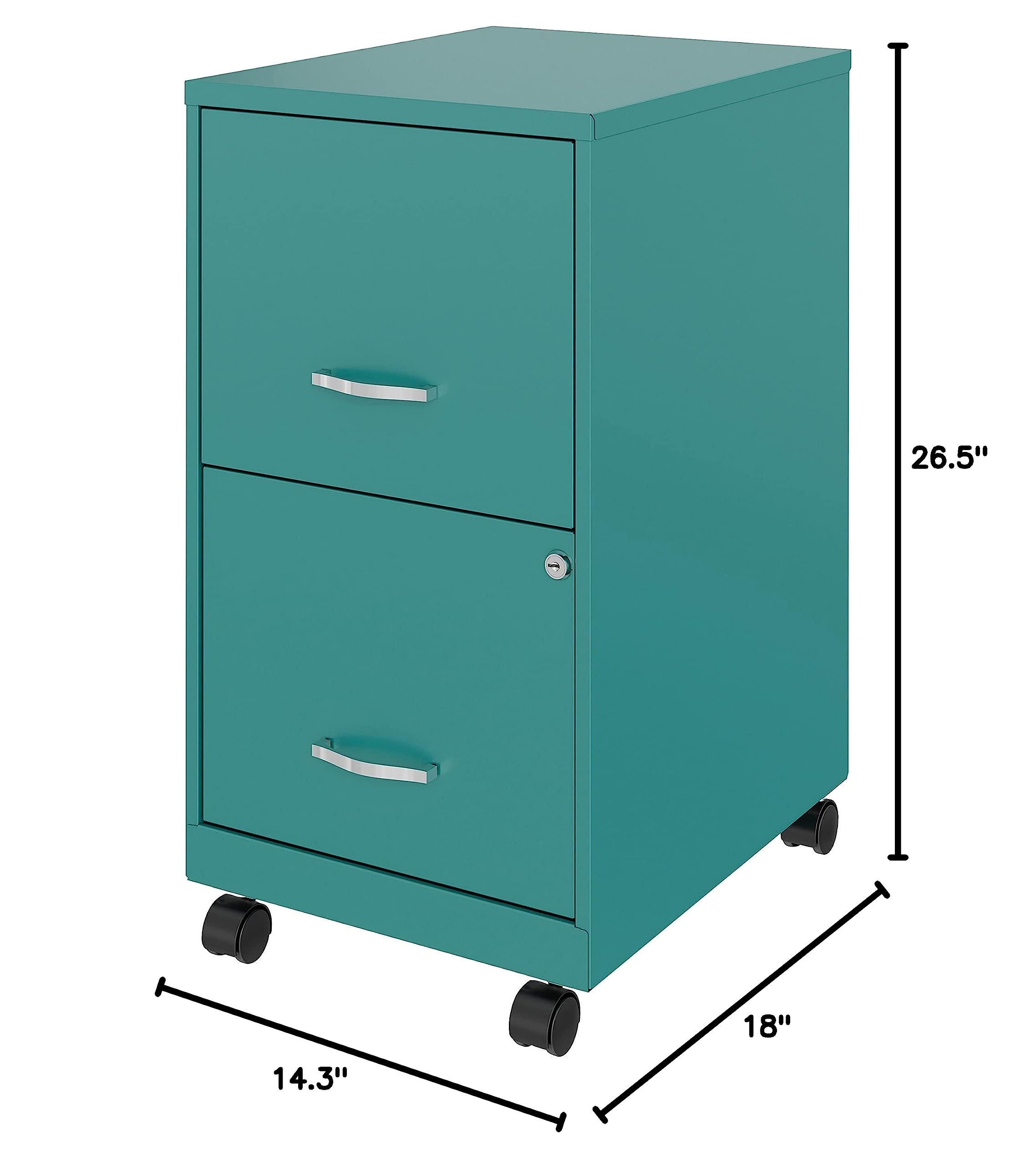 Lorell LYS SOHO Mobile File Cabinet - Teal Blue Office Storage Organizer for Home & Business Workspaces