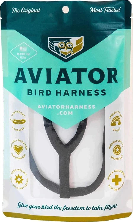Aviator Harness XL Black - Adjustable Parrot Harness for Large Birds - Safe & Comfortable Flight Training for Macaws, Cockatoos, and Parrots - Perfect for Outdoor Adventures and Travel