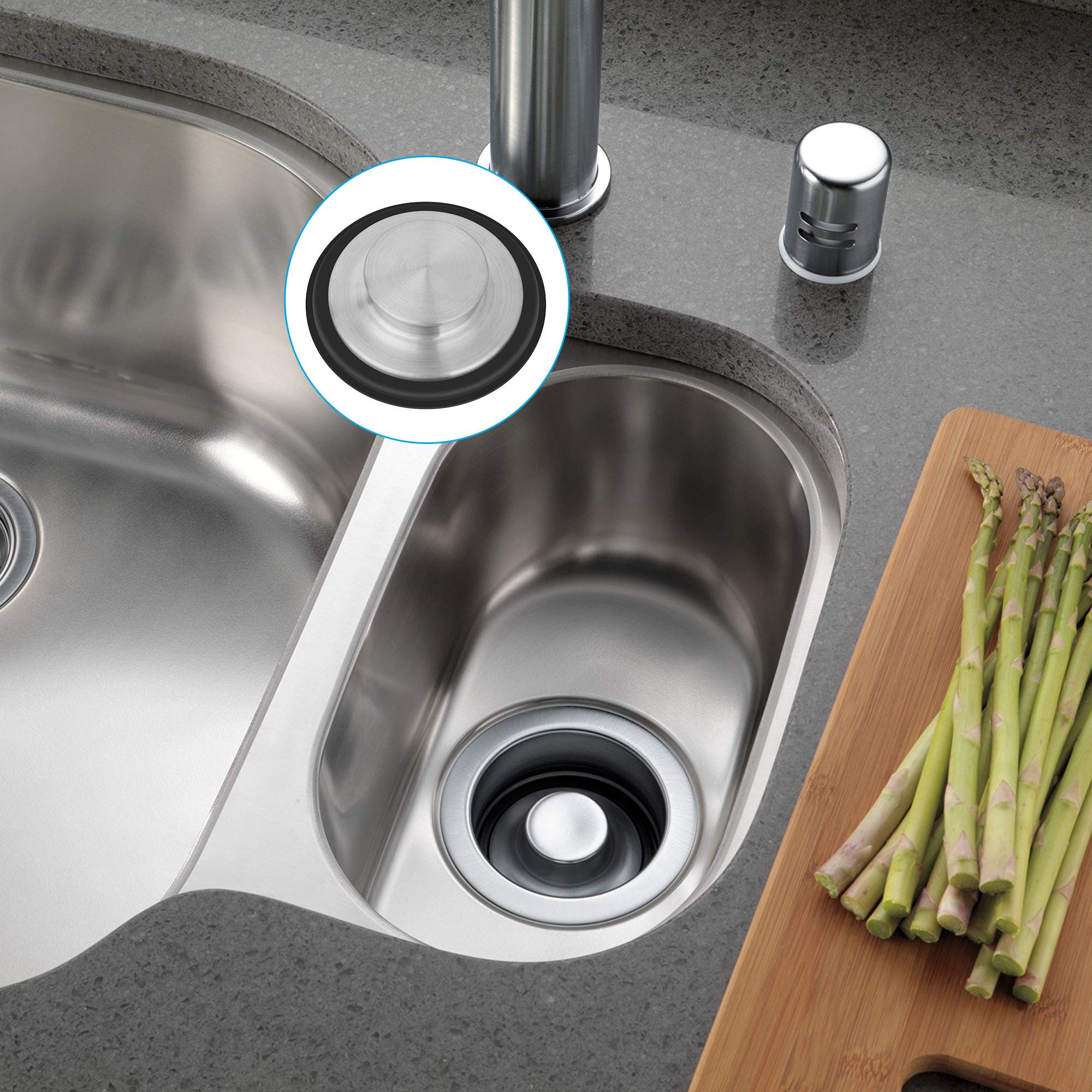 Stainless Steel Kitchen Sink Stopper (2 Pack) - 3 3/8 Inch Garbage Disposal Plug Fits Standard 3.5 Inch Drain - Durable Rustproof Sink Cover for Smooth Draining | Perfect for Kitchen, Bathroom & Utility Sinks