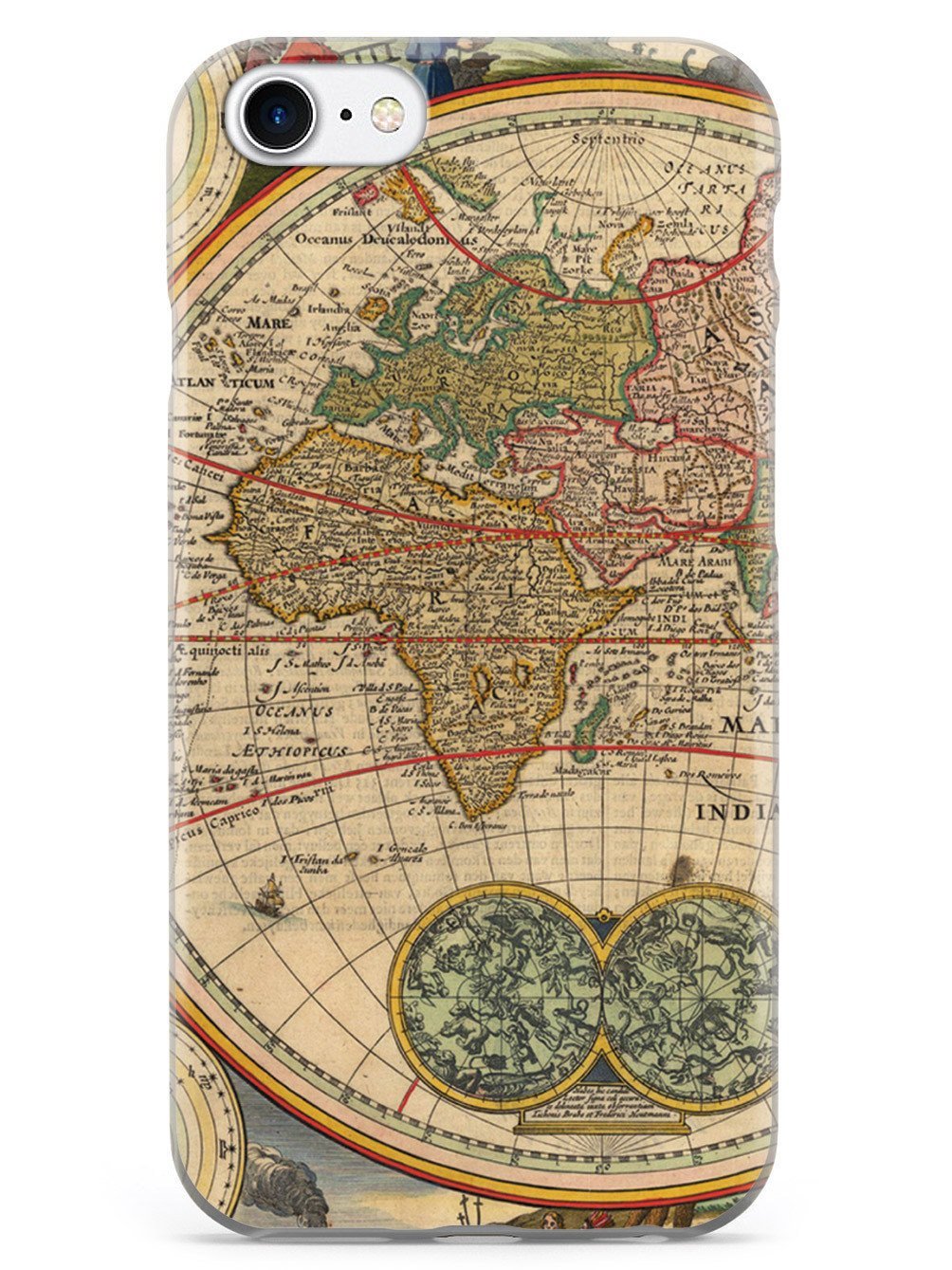 **Inspired Cases - Vintage World Map iPhone 8 Case - 3D Textured Protective Cover for Apple iPhone 8 - Europe & Africa Design - Perfect for Travel & Adventure**
