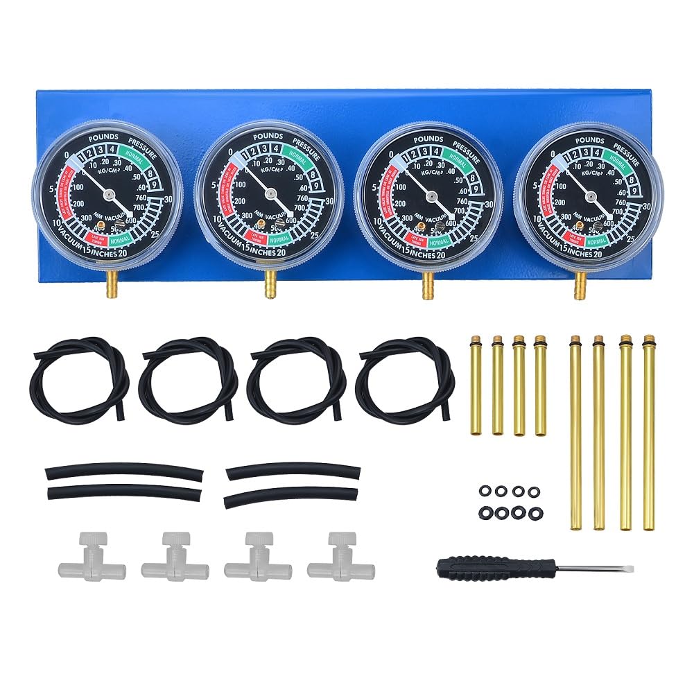 Prokomon 4-Gauge Motorcycle Carburetor Synchronizer Tool - Vacuum Carb Sync Tool for 2 & 4 Cylinder Engines - Perfect for Motorcycle Maintenance & Performance Tuning