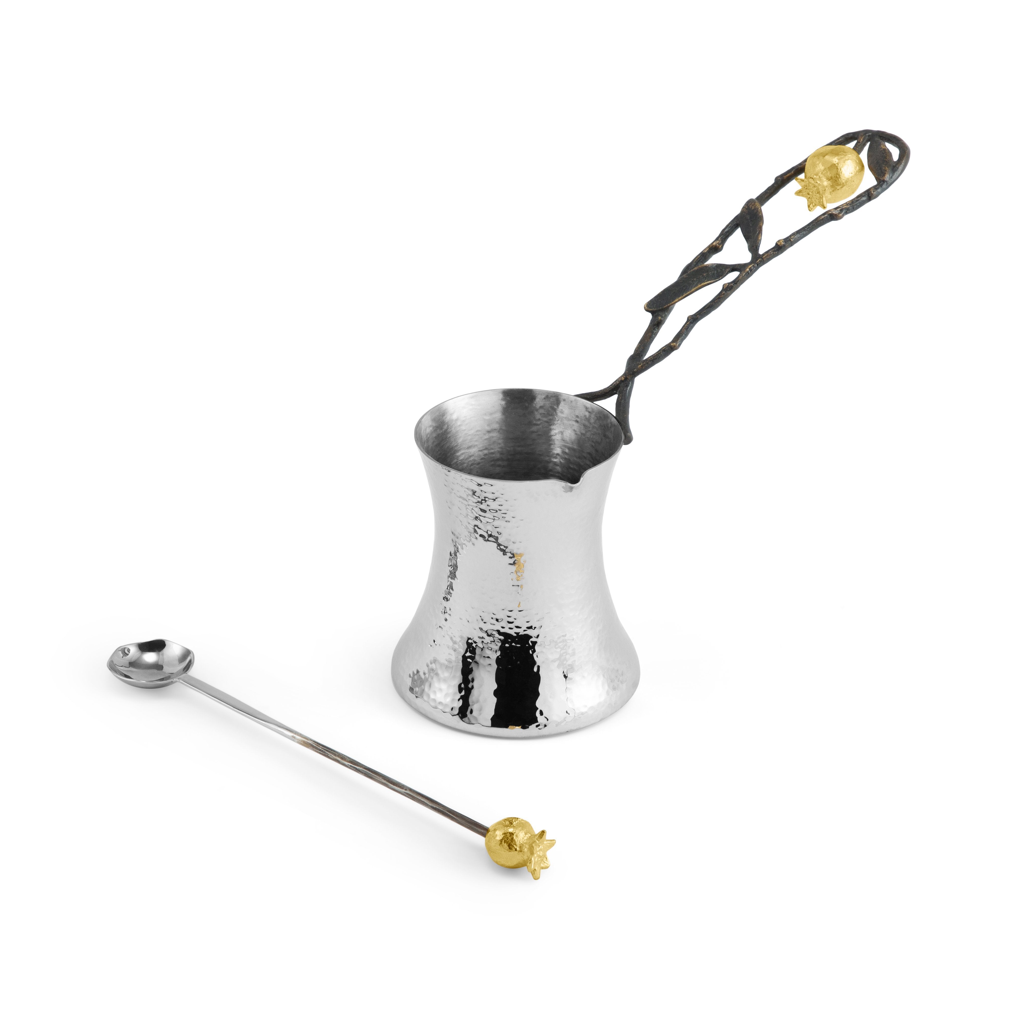 Premium Pomegranate Design Coffee Pot with Spoon - Medium Size for Home, Kitchen & Office Use - Perfect for Serving Tea, Coffee & Hot Beverages