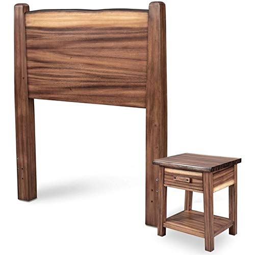 Farmhouse Brown Live Edge Wood Twin Bed with Nightstand Set - Rustic Bedroom Furniture for Cozy Farmhouse & Cabin Decor