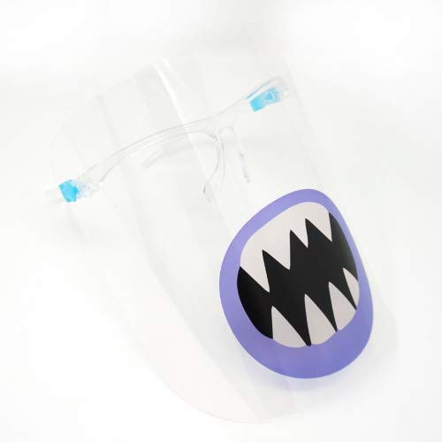 ArtToFrames 20 Pack Kids Protective Face Shield - Transparent Droplet & Saliva Protection with Reusable Glasses & Replaceable Shield (Scary Teeth Design) - Ideal for Halloween, School Safety & Public Events